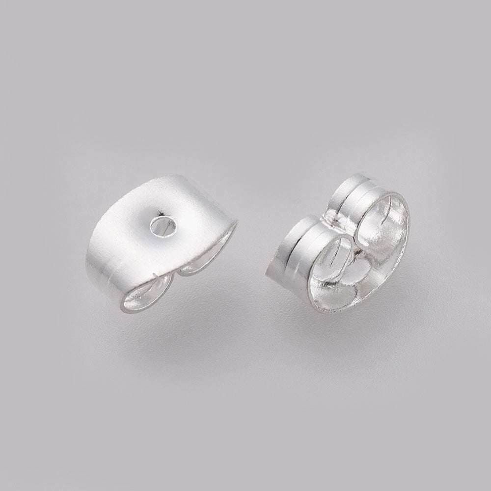 Bright silver 304 stainless steel earring backs 50 pieces Clay By