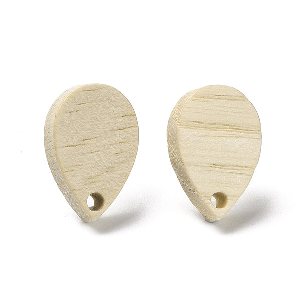 Ash wood stud Drop tops with stainless steel posts x 6 pieces