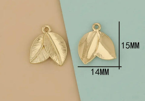 Leaf gold plated charms x 6 pieces