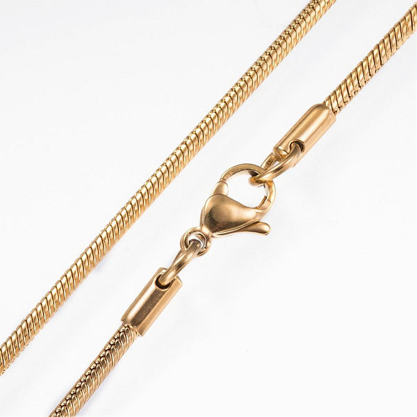 Long 74cm - Gold plated stainless steel SNAKE chain with lobster clasp x 1 piece