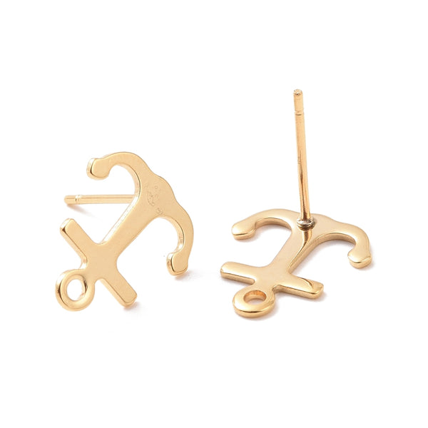 Gold plated stainless steel Anchor stud posts x 10 pieces