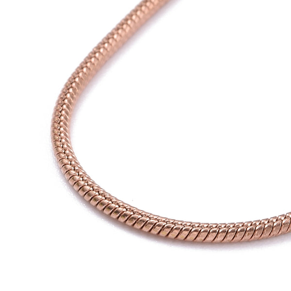 45cm - ROSE GOLD plated stainless steel SNAKE chain with lobster clasp x 1 piece