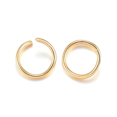 Genuine 24K gold STAINLESS STEEL open jump rings 7mm x .8mm (20 gauge) - 100 pieces
