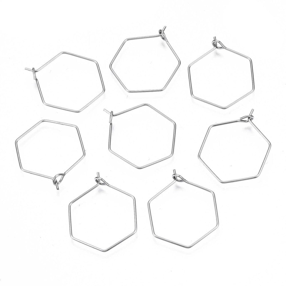 Hexagon 304 stainless steel hoops 2.6CM x 10 pieces