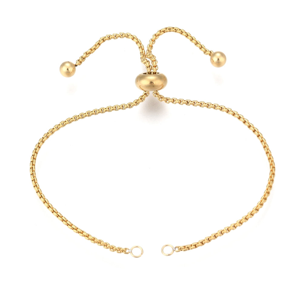 Gold stainless steel open ended bracelet x 1 piece - 2.5mm