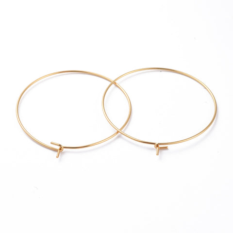 3.5 x 3cm Genuine 18K gold 316L surgical stainless steel hoop wire pack of 10