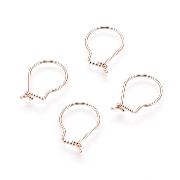Rose gold stainless steel kidney shape wire hoops x 20 pieces