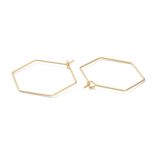 Gold plated hexagon hoops 2.6CM x 10 pieces