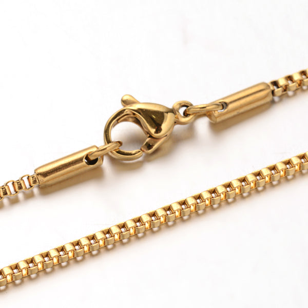 60cm Gold plated stainless steel BOX chain with lobster clasp x 1 piece