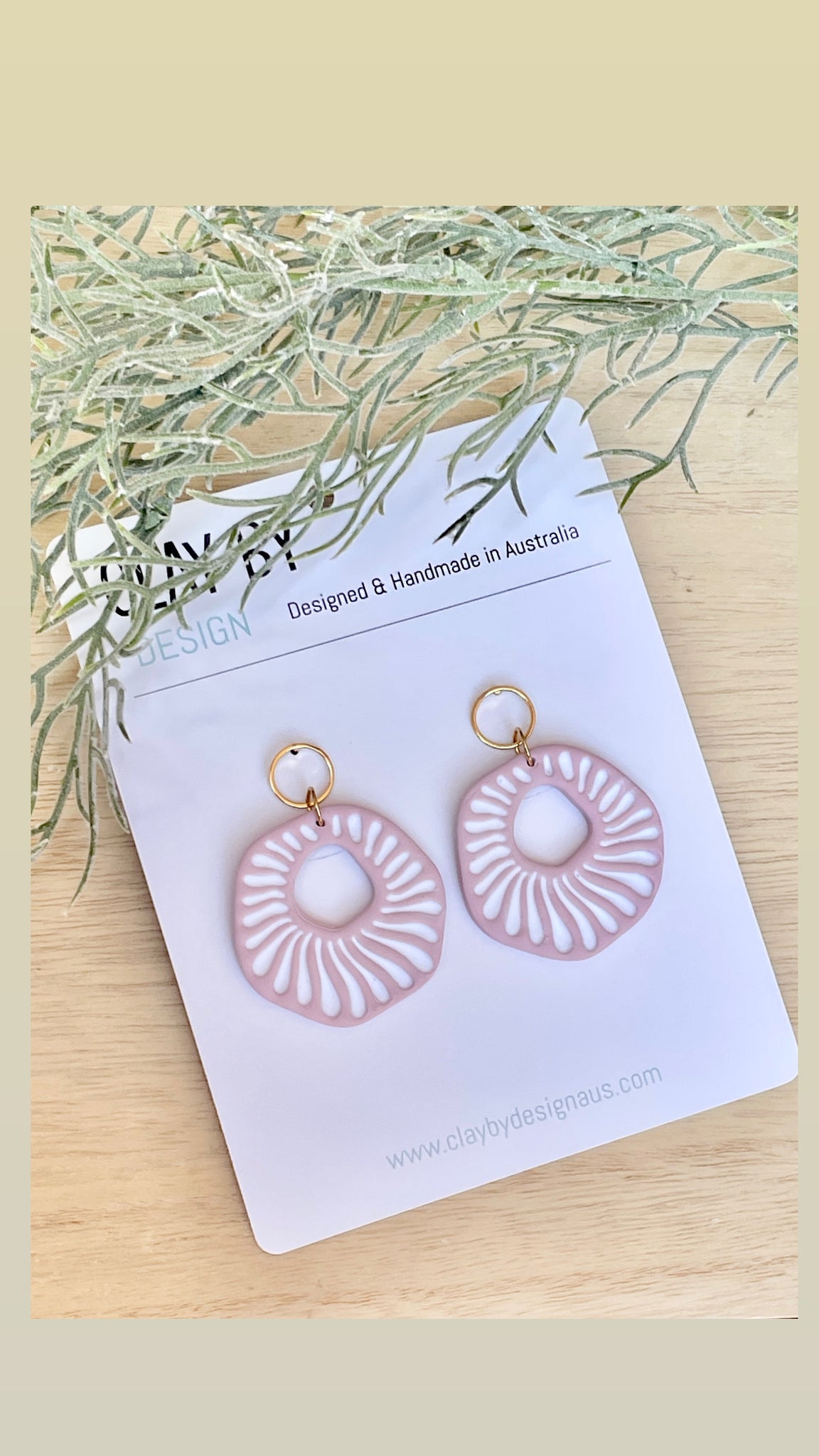 Pink & white organic dangles