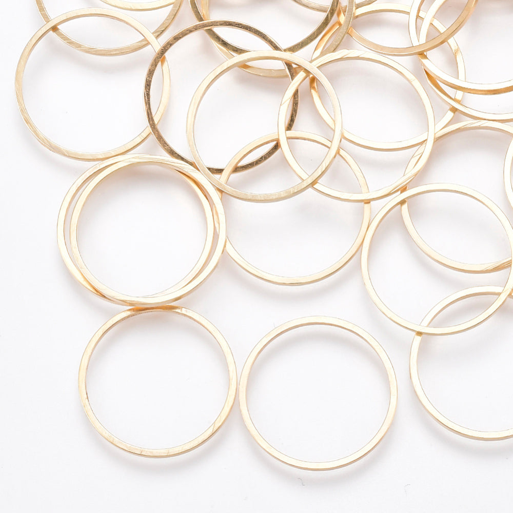 Light Gold plated circle charm connectors x 10 pieces - 1.6cm