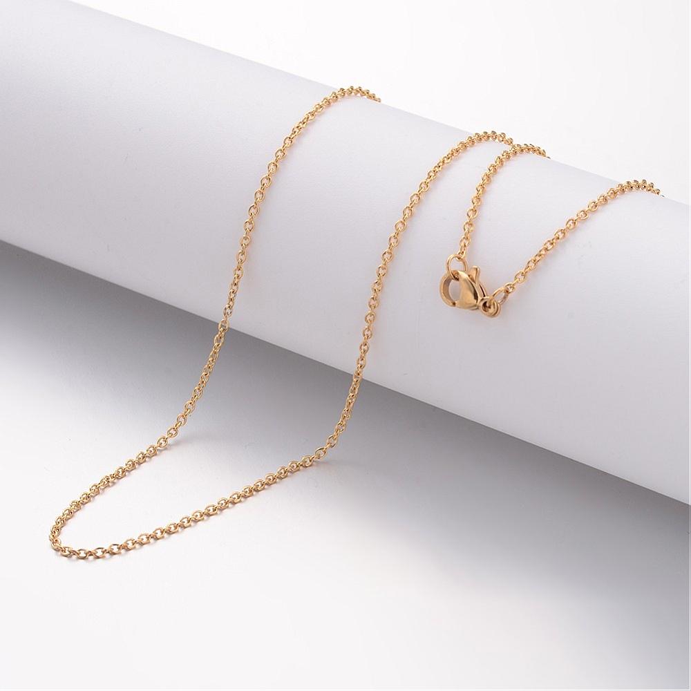 50cm - Genuine 18K gold plated stainless steel cable chain with lobster clasp x 1 piece