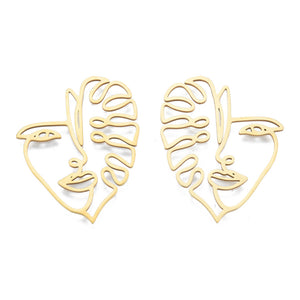 201 stainless steel gold plated face monstera charms  x 2 pieces