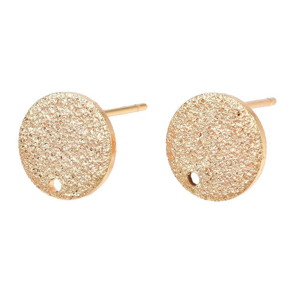 Textured gold plated stud earring posts x 8