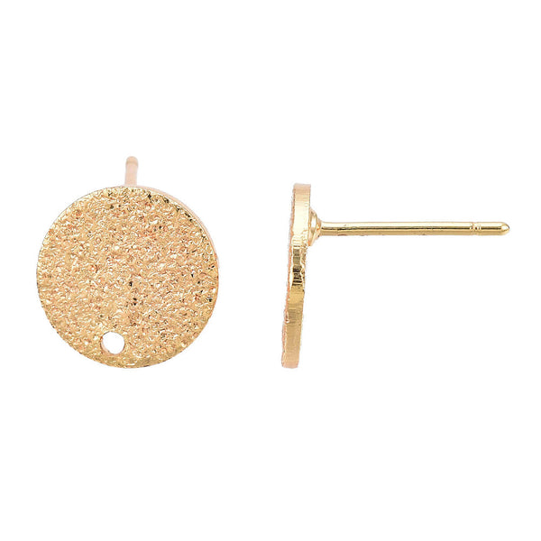 Textured gold plated stud earring posts x 8