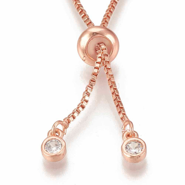 Rose Gold plated open ended slider necklace with diamantes x 1 piece