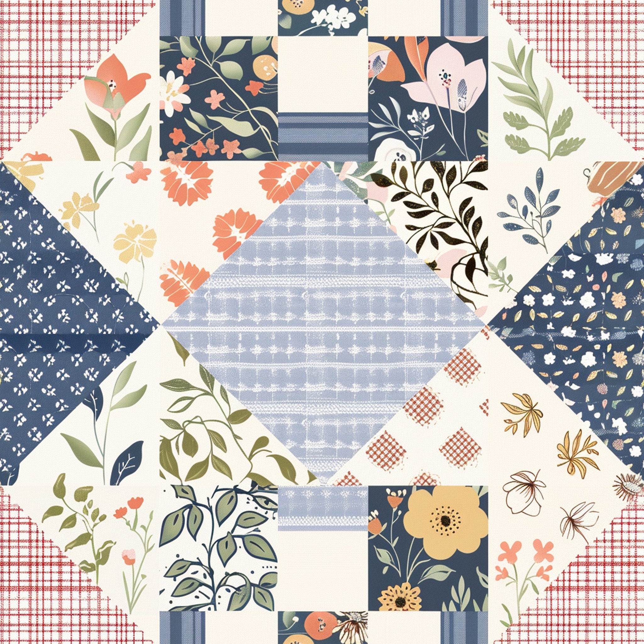Vintage patchwork pattern water transfer style 2
