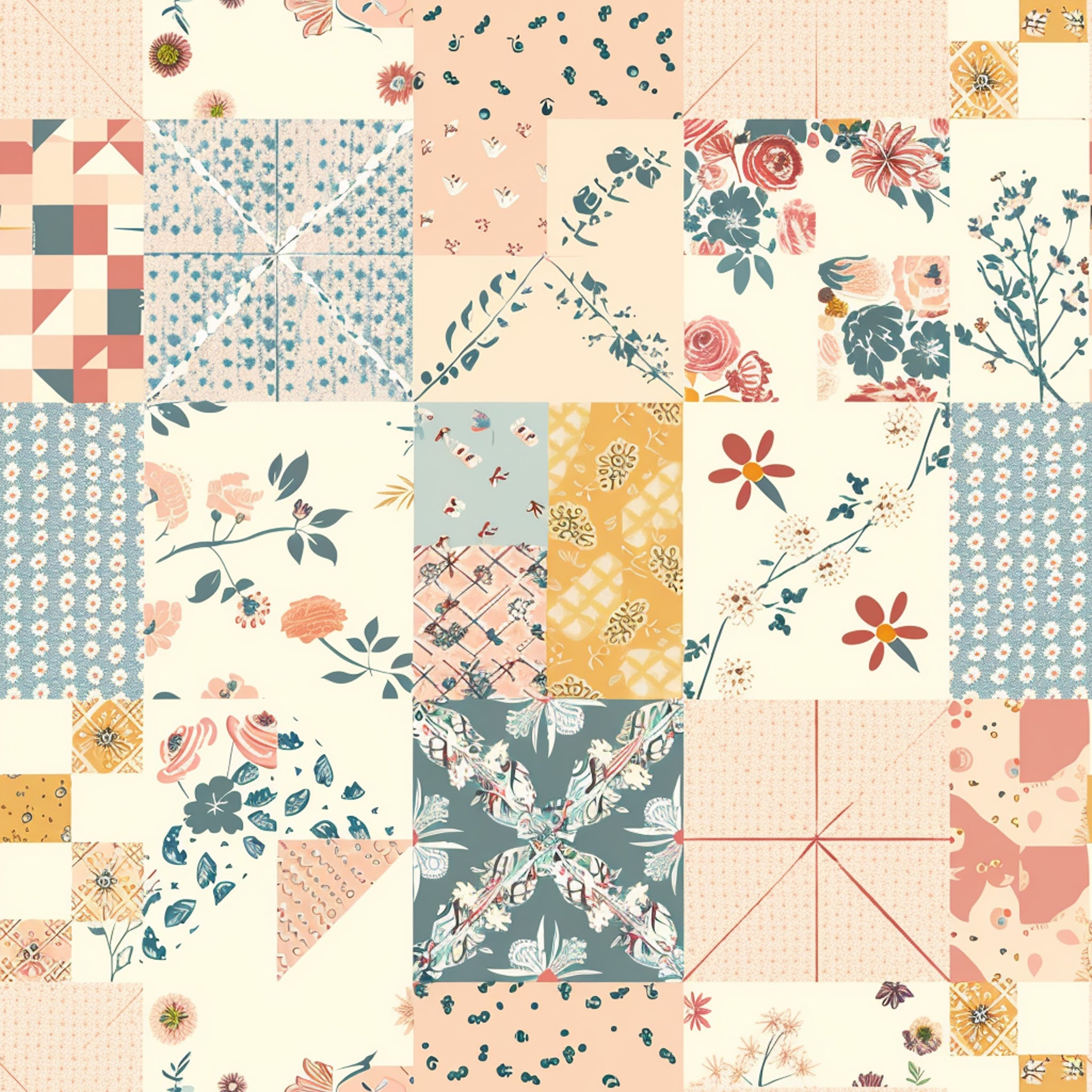 Vintage patchwork pattern water transfer style 3
