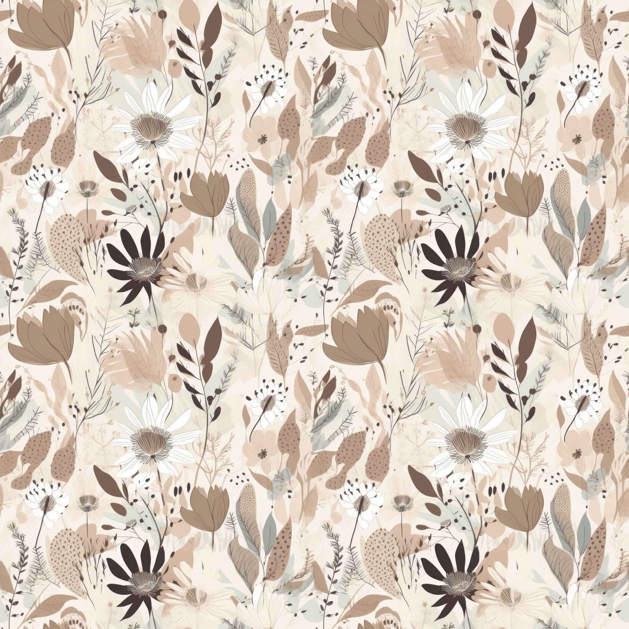 Autumn boho floral pattern water transfer