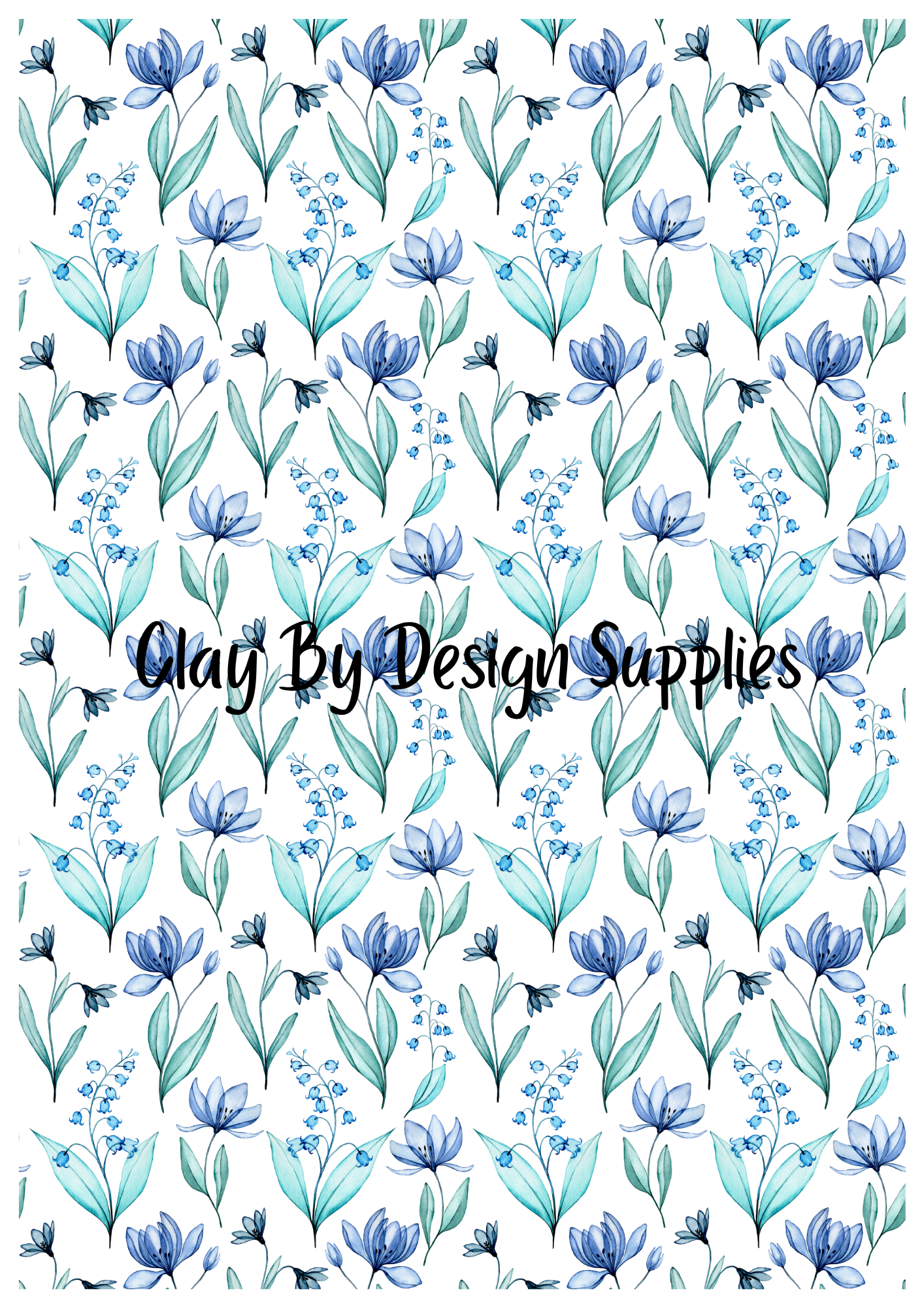 Vibrant blue flower pattern Image transfer paper – Clay By Design Aus
