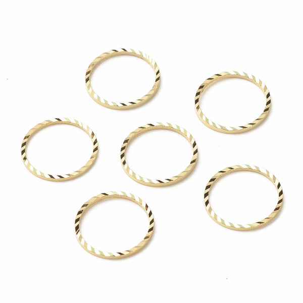 Etched 18K genuine gold plated round charms x 8 pieces