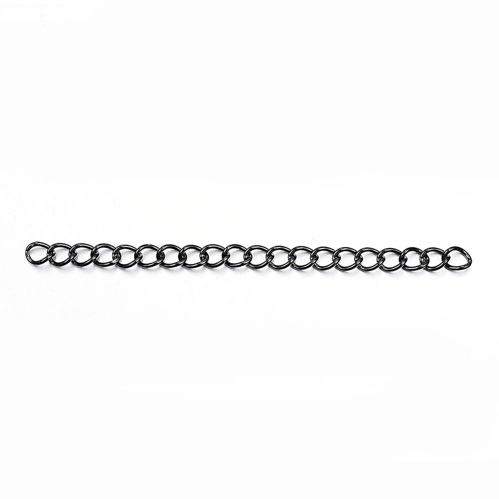 Black stainless steel plated chain extender - pack of 10