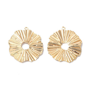 Genuine 18k gold plated crinkle charms x 4 pieces