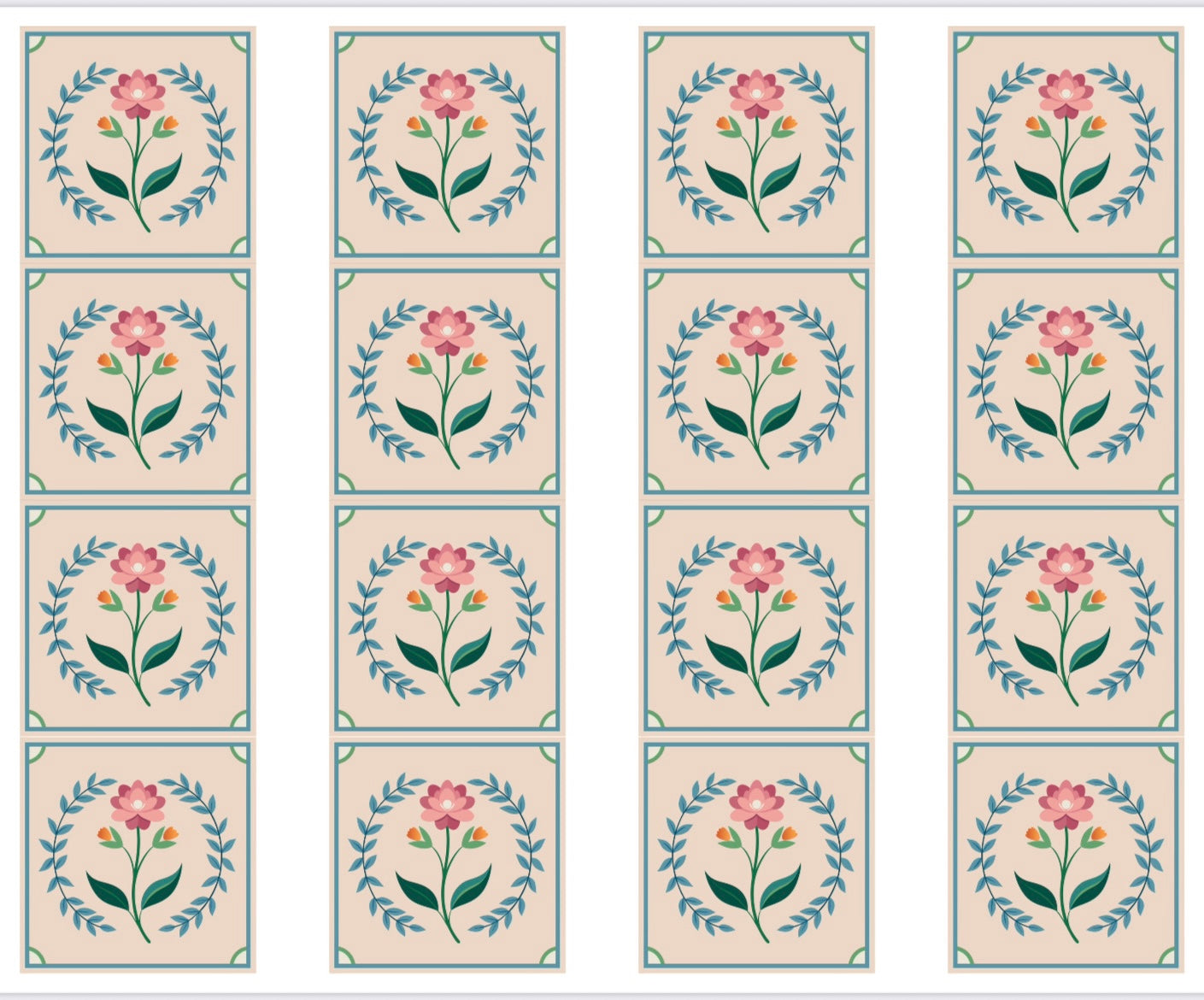 Tile flowers water transfer papers