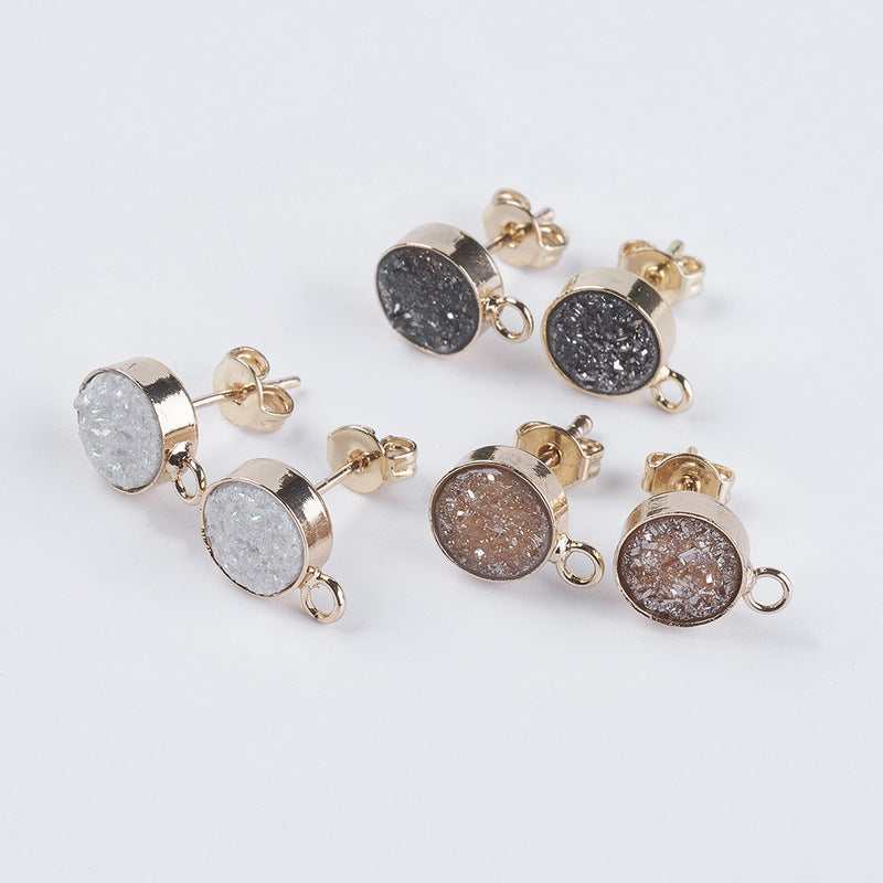 Natural Druzy stud tops x 1 pair