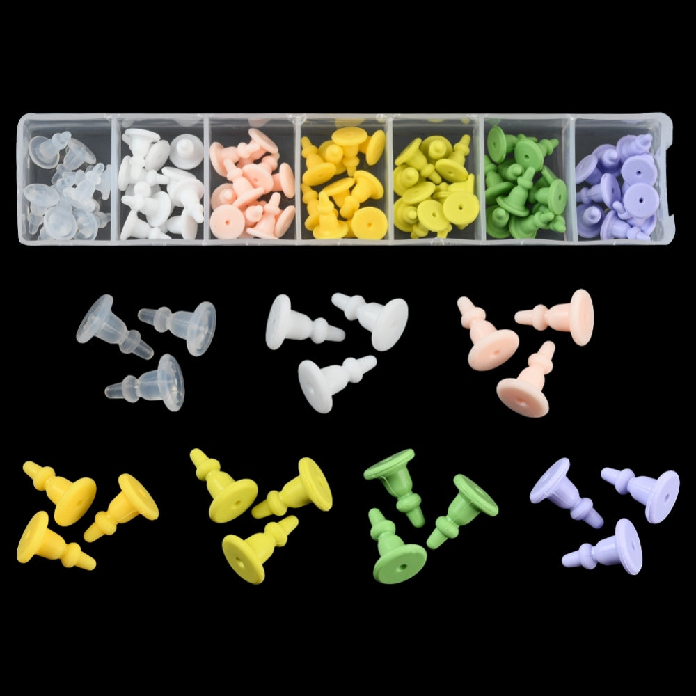 Silicone coloured mix back comfort earring backs x 70 pieces