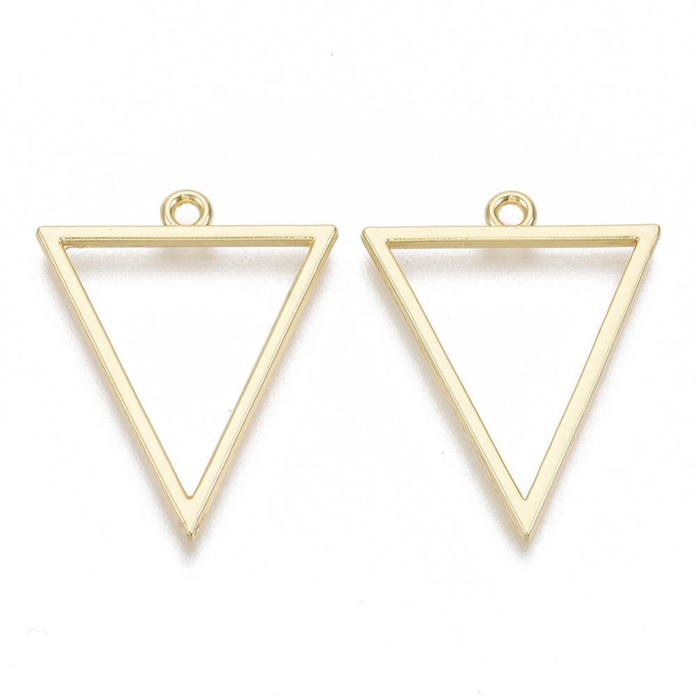 REDUCED Alloy yellow gold plated triangle charm/bezel setting x 6