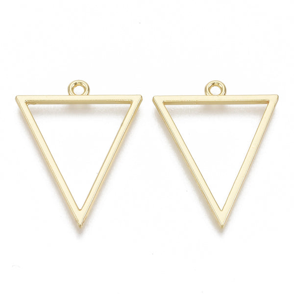 REDUCED Alloy yellow gold plated triangle charm/bezel setting x 6