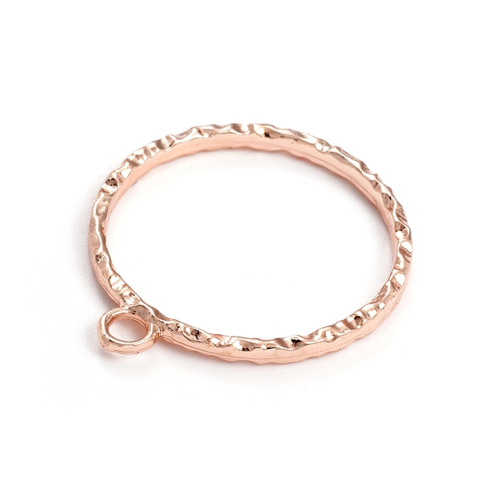 Rose Gold plated textured circle charms x 4 pieces