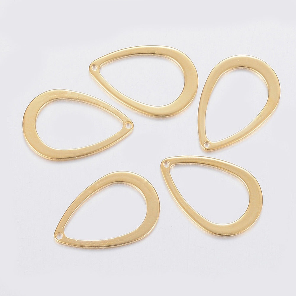 Yellow gold plated stainless steel small drop charm x 10 pieces