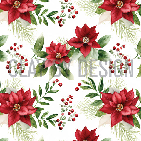 Christmas Poinsettia Flowers water transfer - #405