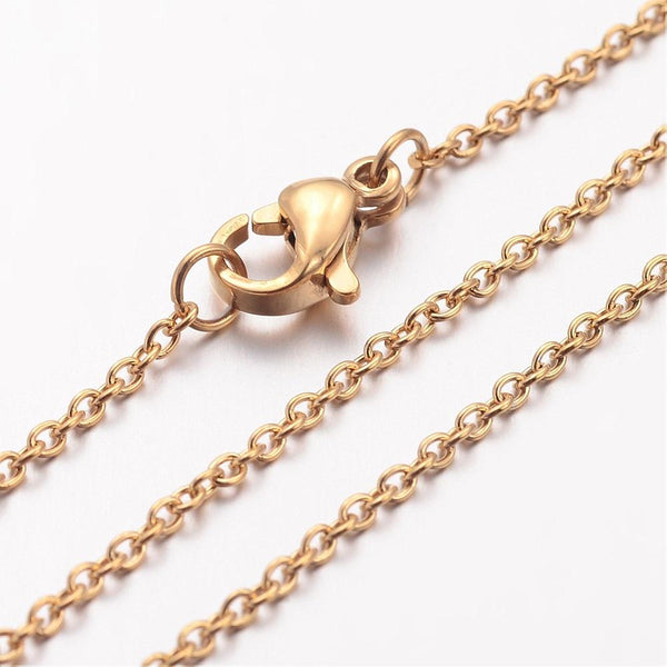 50cm - Genuine 18K gold plated stainless steel cable chain with lobster clasp x 1 piece