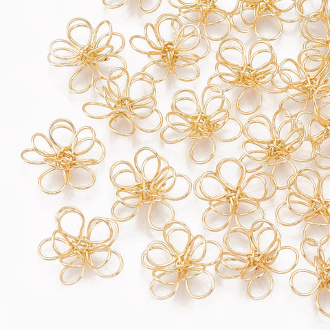 Genuine 18K gold plated flower charms x 6 pieces