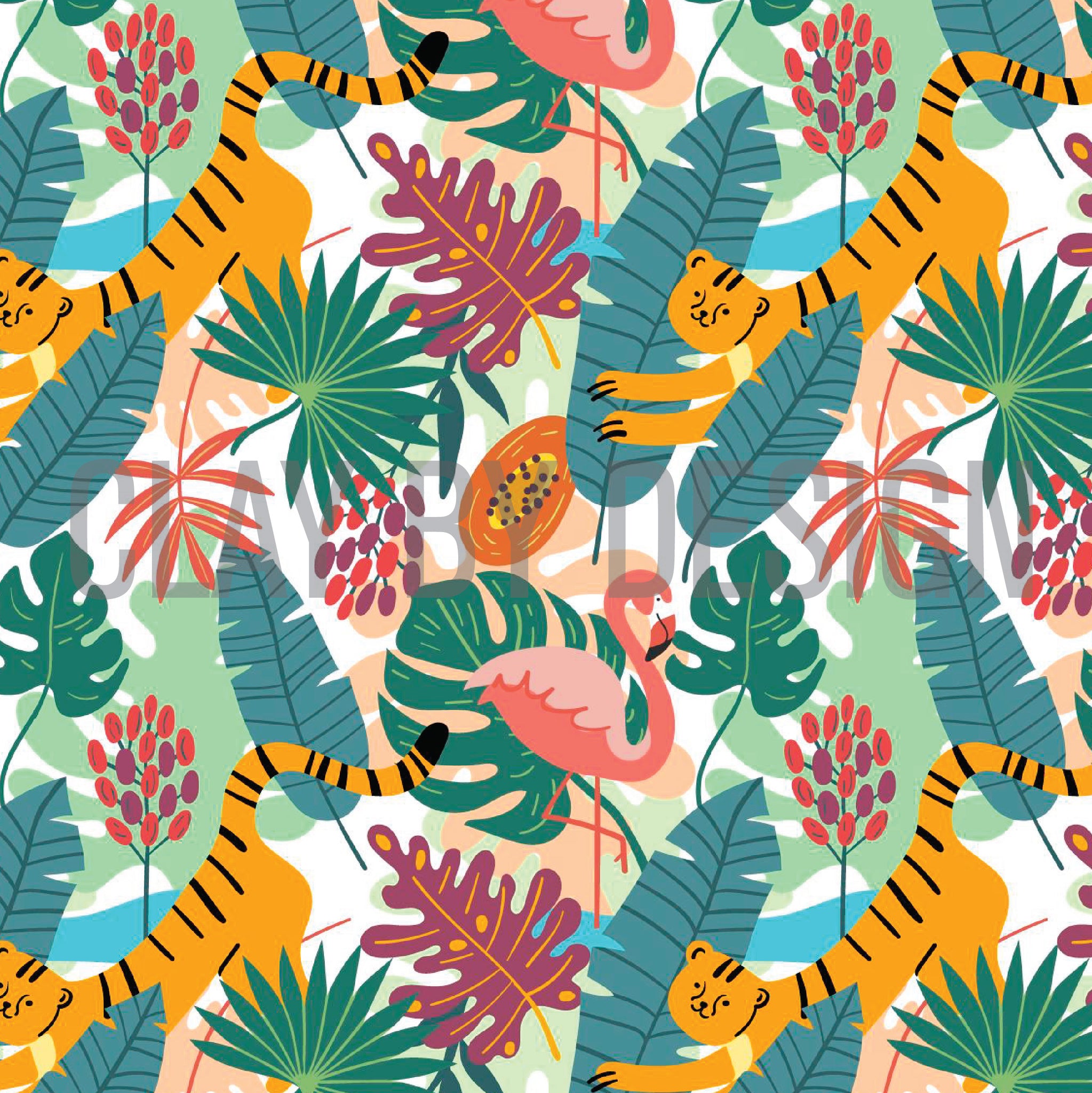 Colourful tropical tiger pattern water transfer - #446