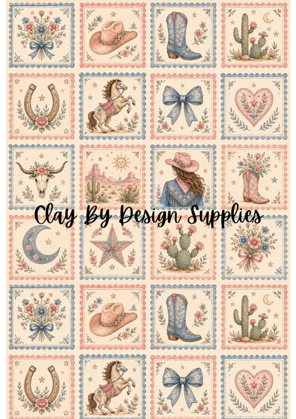 Boho western cowgirl tiles Image transfer paper