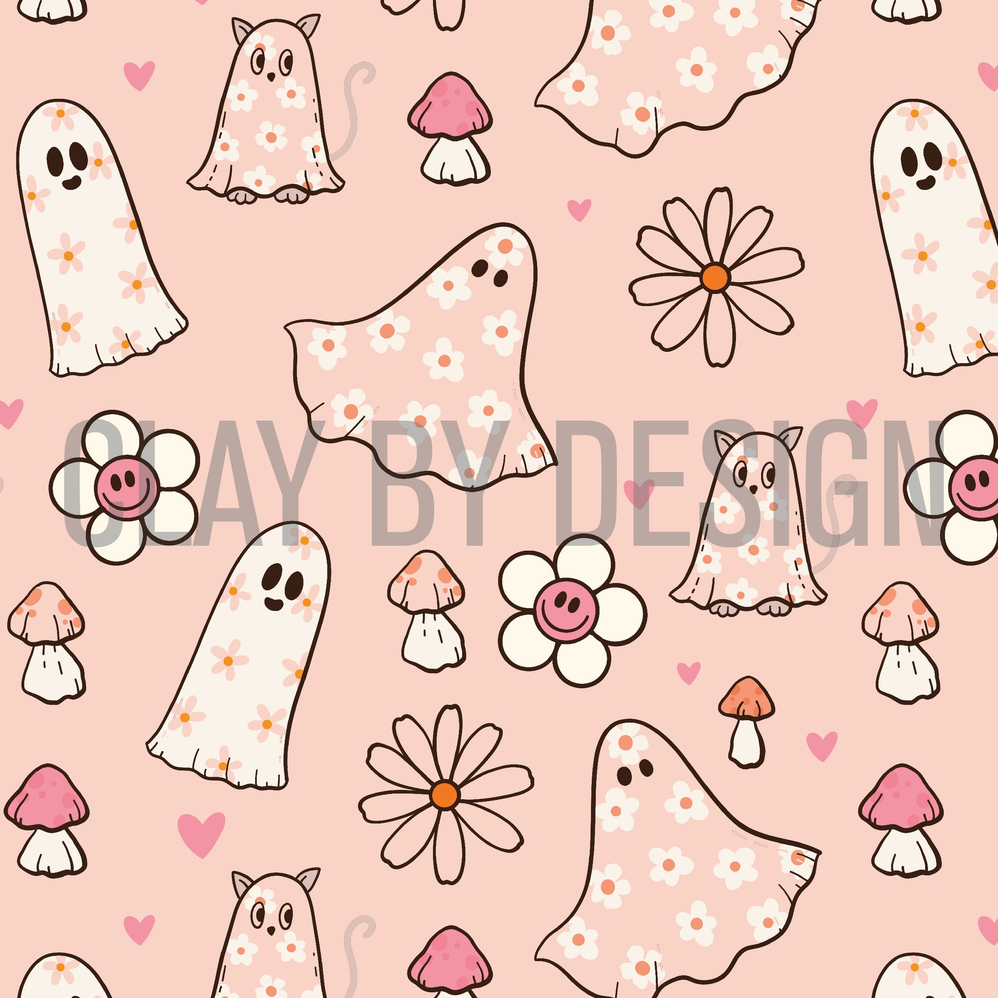 Pink boho ghost transfer paper #496