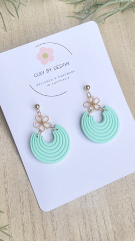NEW Mint green with gold flower detail dangles