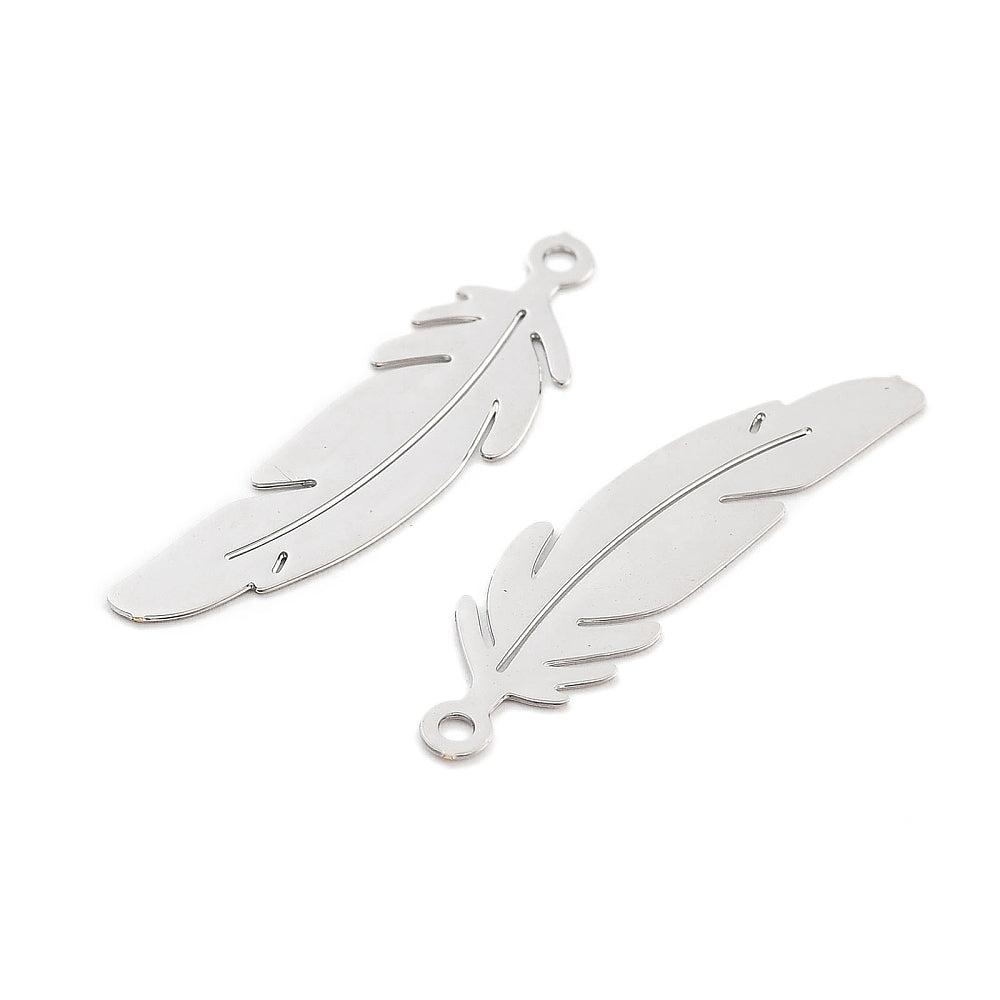 Platinum feather charms x 8 pieces