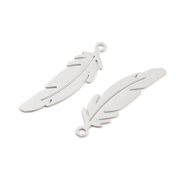 Platinum feather charms x 8 pieces