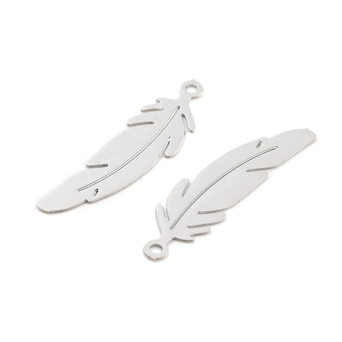 Platinum feather charms x 8 pieces