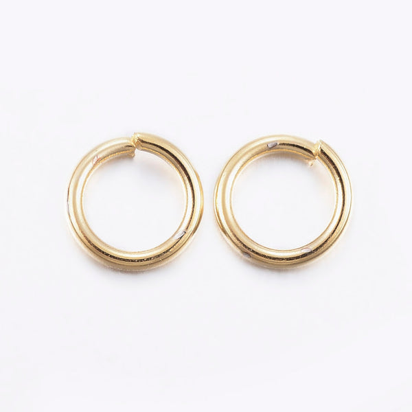 8mm x 8mm - 24K Gold plated open jump rings  - 100 pieces