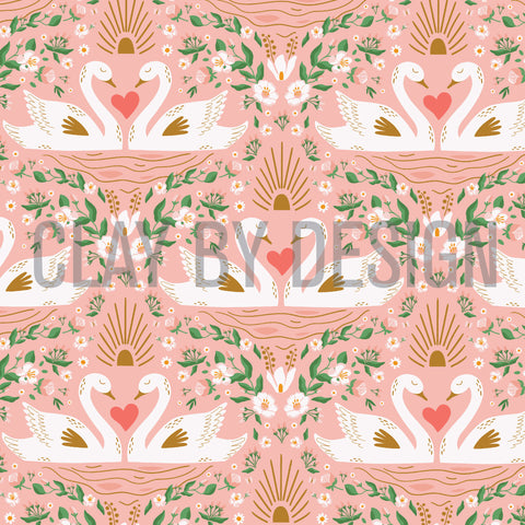 Pink swans botanicals Image transfer paper - #516