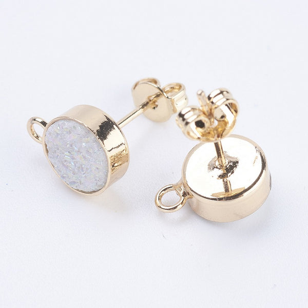 Natural Druzy stud tops x 1 pair