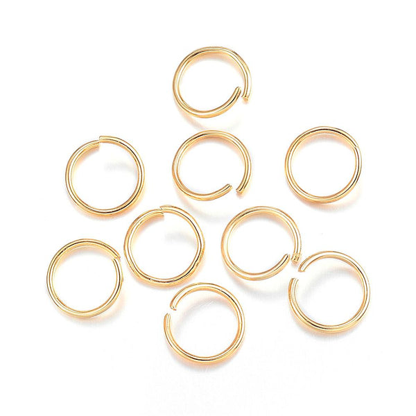8mm x 8mm - 24K Gold plated open jump rings  - 100 pieces