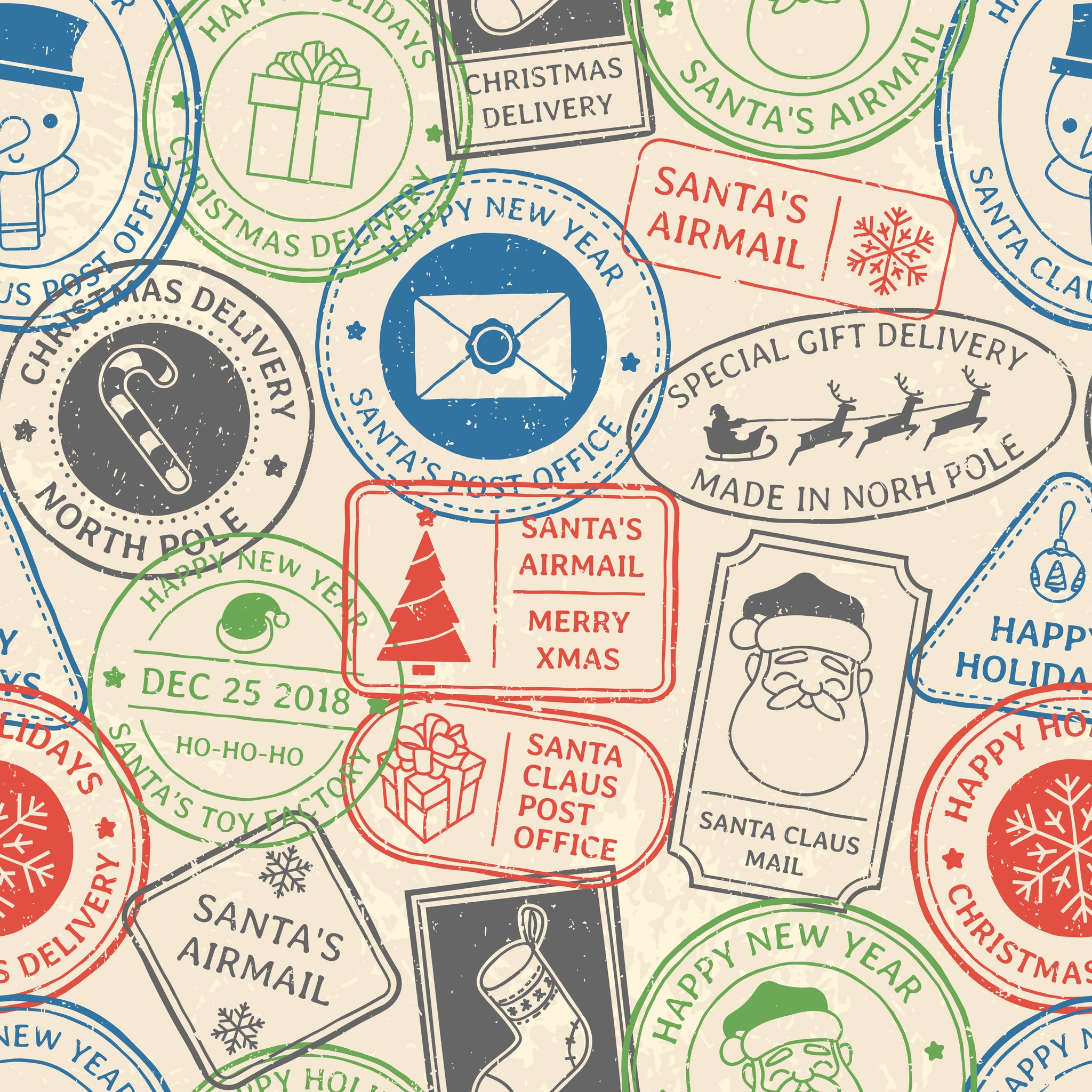 Christmas stamps water transfer paper