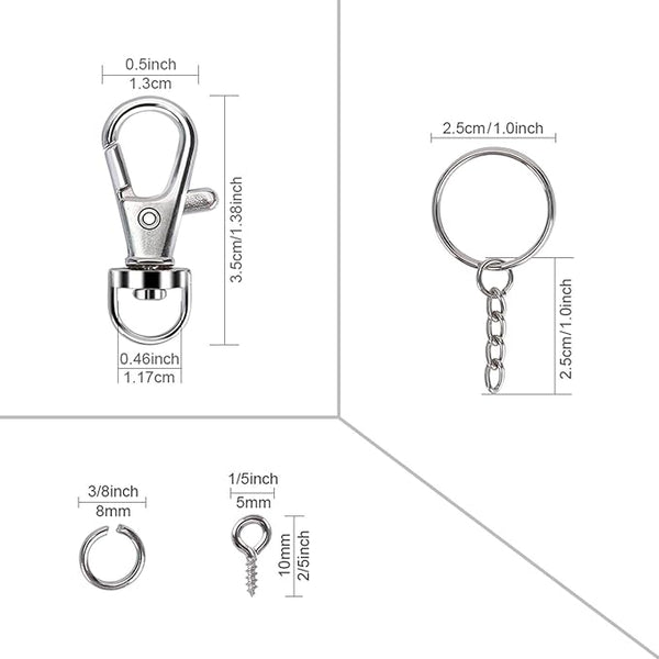 Silver Key ring clasps x 6 sets